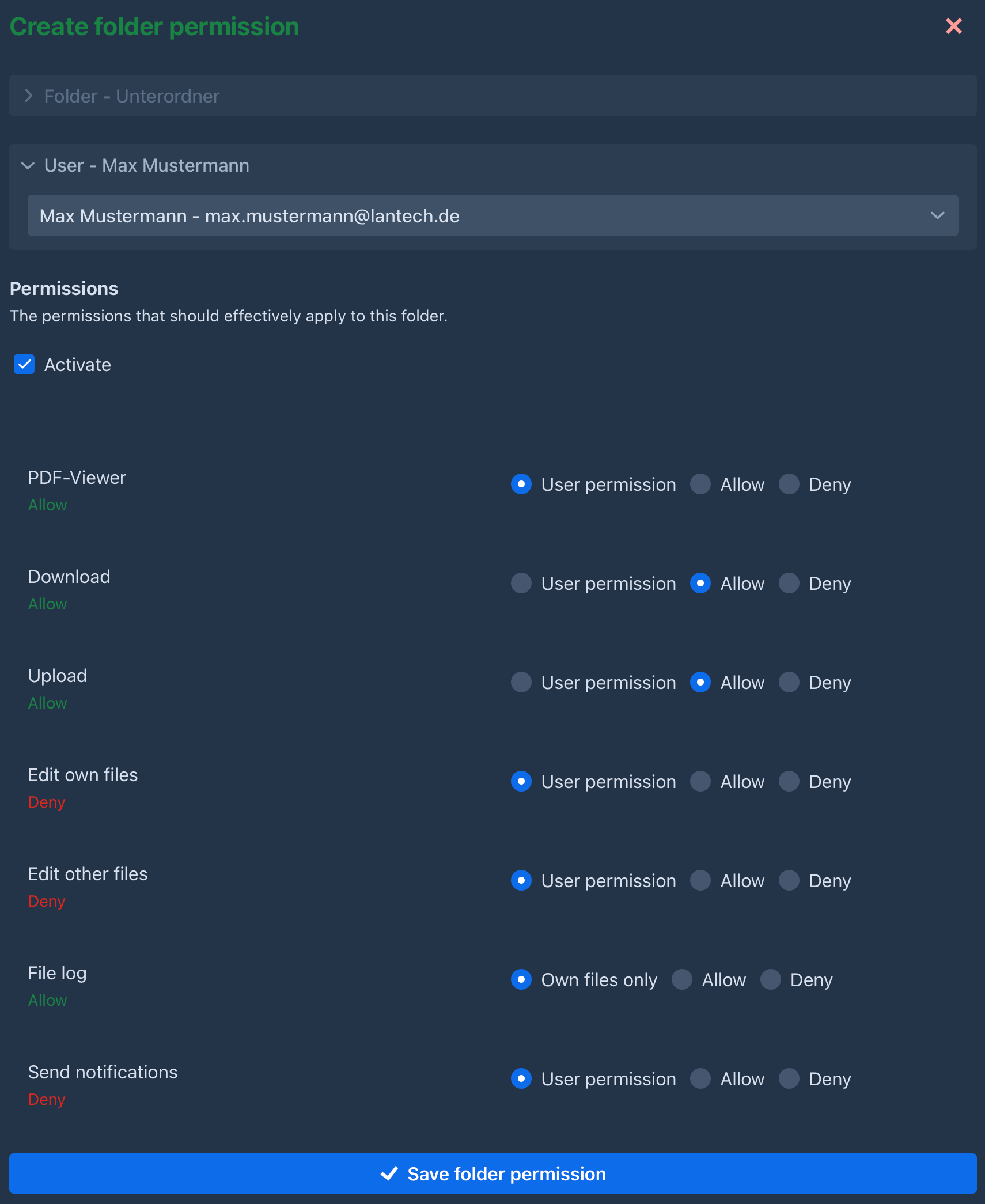 Create Folder Permission